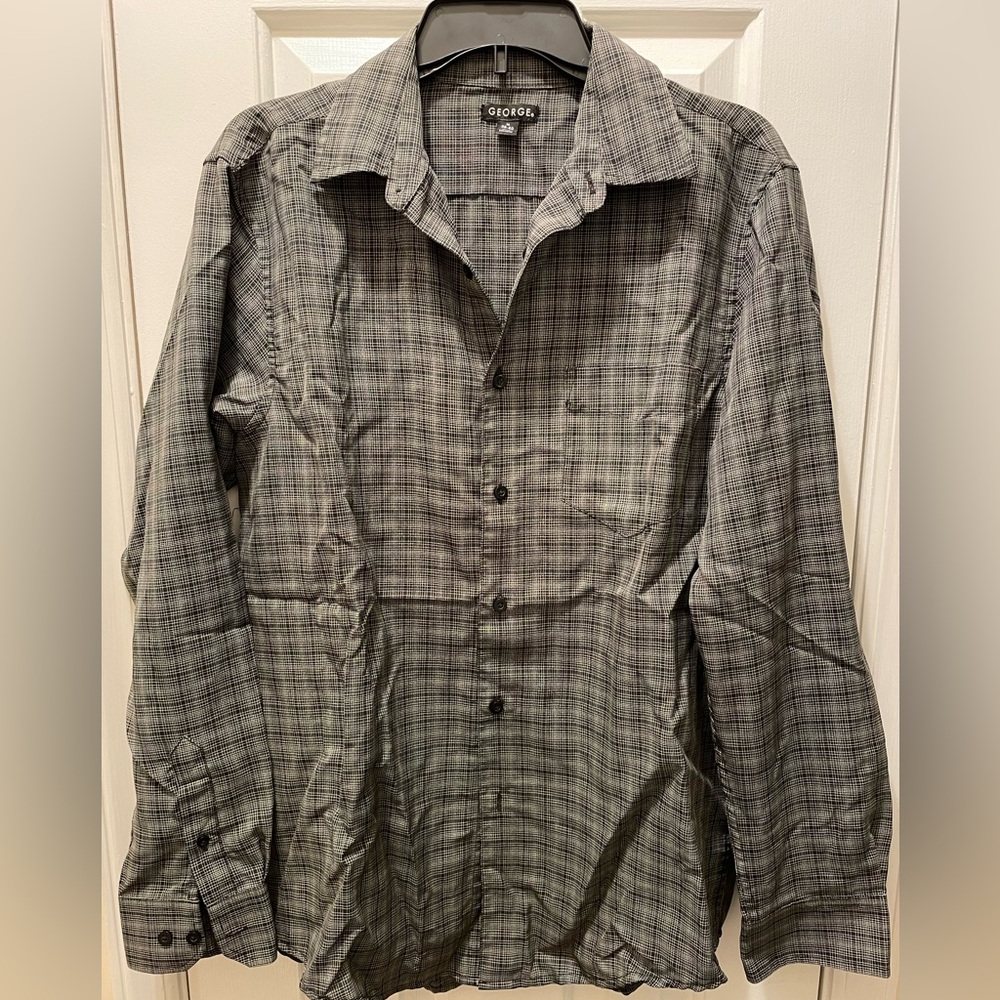 George Men's Black and Gray Checkered Shirt